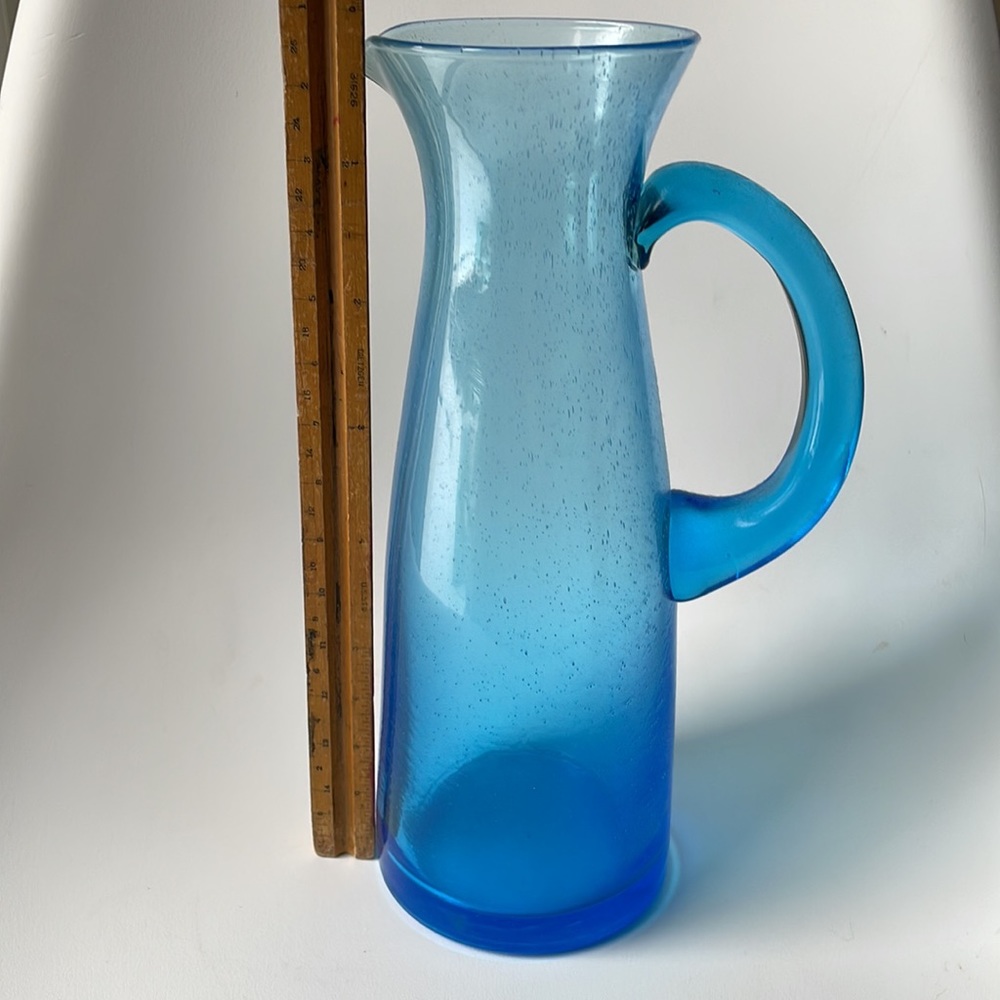 Blue glass pitcher and/or vase and/or decor